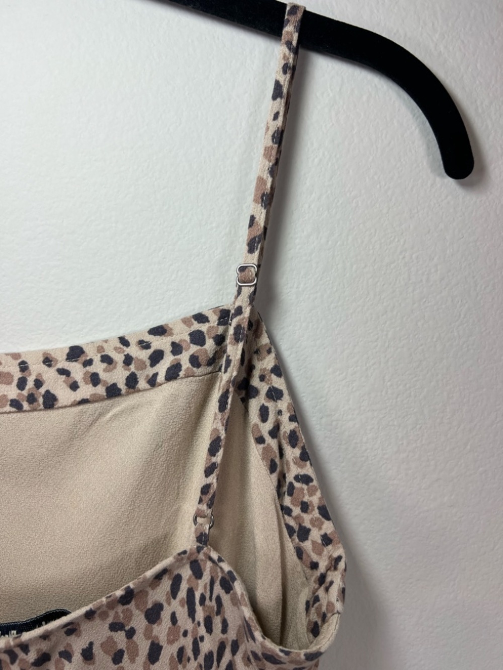 Abercrombie & Fitch Leopard Print Mini Slip Dress Brown Tan Lined Adjustable XS - Picture 10 of 13